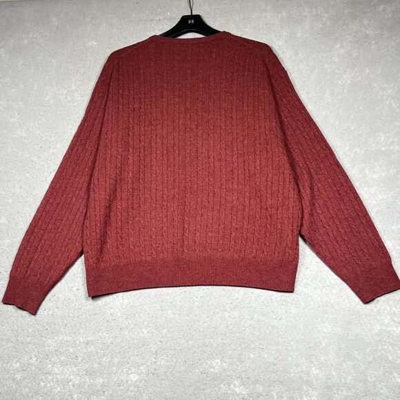 Eildon Hills Sweater Mens XL Salmon 100% Cashmere Soft Preppy Business Crew Neck - Picture 7 of 9
